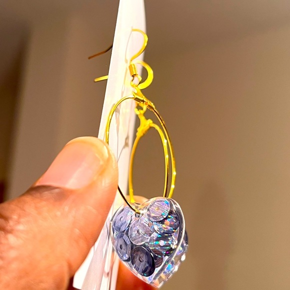 Sequin & Gloss Hoop Artesian Handcrafted Earrings - Picture 2 of 6